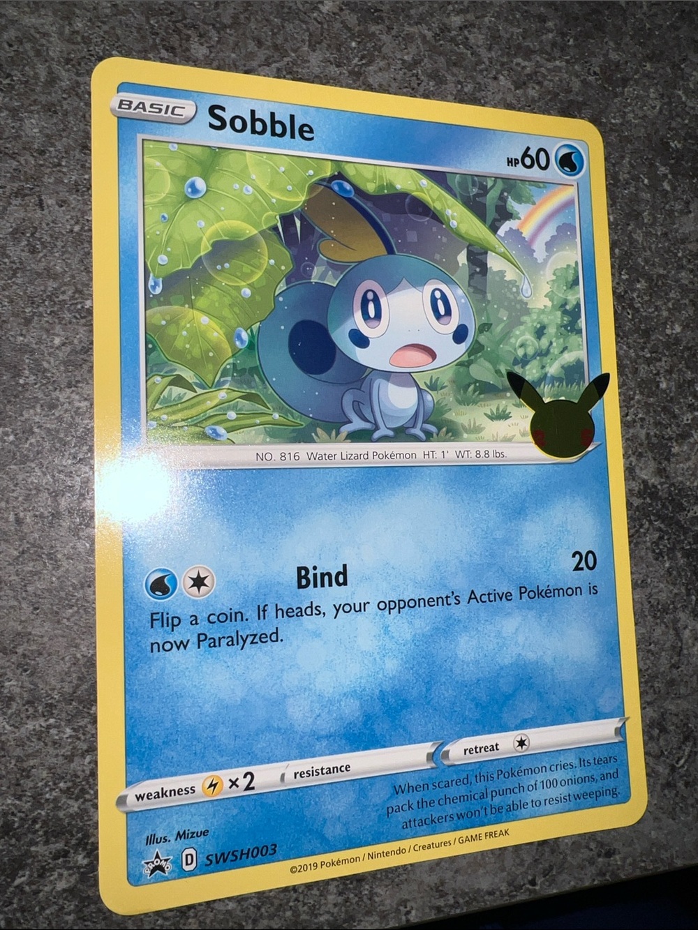 Pokemon Sobble Trading Card - Yellow & Blue